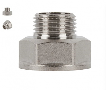 Переходник 3/4"x1/2" ВР-НР никелированная латунь фото 2